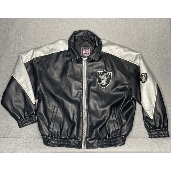 The Game Other - VTG 90s Oakland Raiders Rare Leather Bomber Jacket Game‎ Day Essex MFG Mens XL
